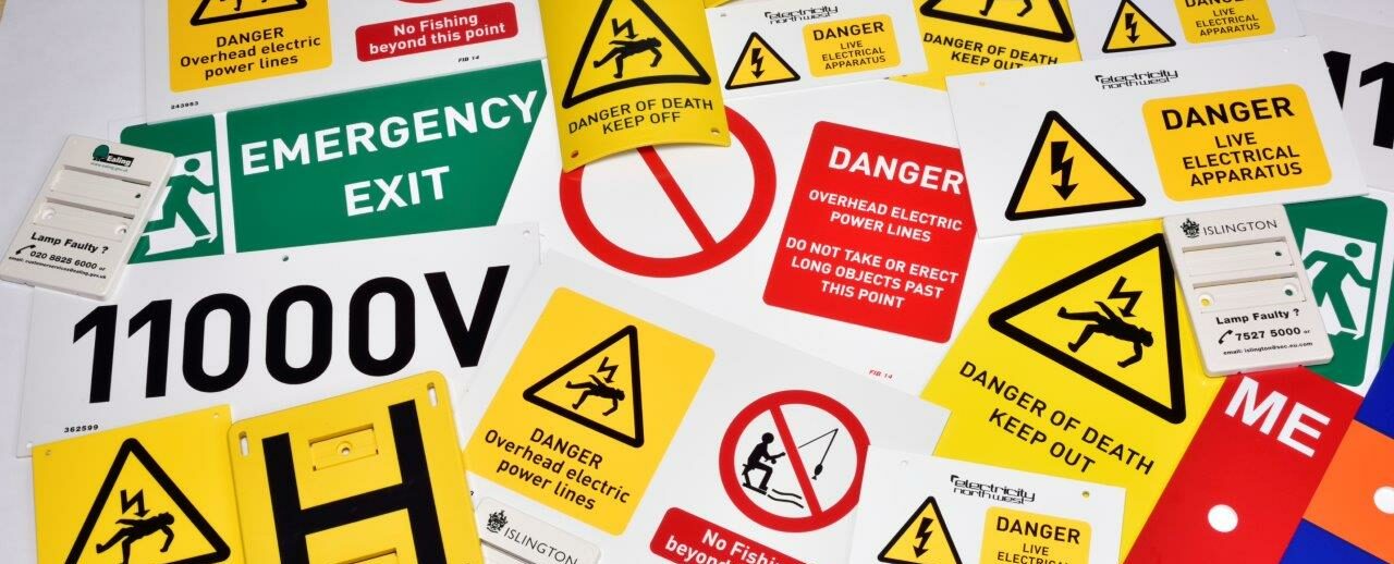 Various cautionary signs.